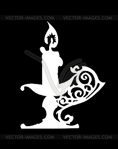  silhouette of the candlestick on black - white & black vector clipart