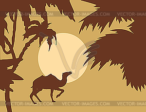  tropical landscape with palm on foregrounds - vector clipart