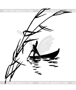  of the person in boat - vector clipart