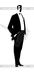  silhouette men - white & black vector clipart