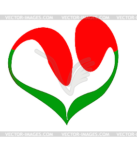  silhouette of the tulip in form heart - vector clip art