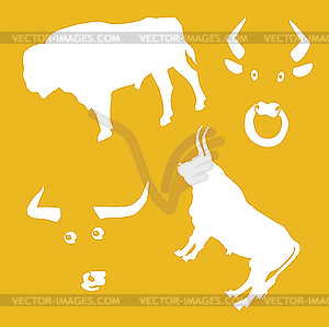  oxen on yellow - vector image