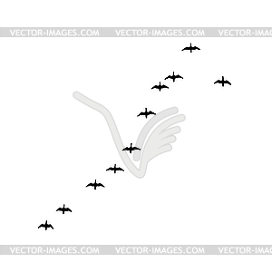  silhouette flock geese  - vector clip art