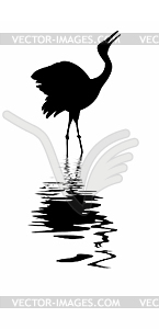  silhouette of the crane amongst water - vector clipart