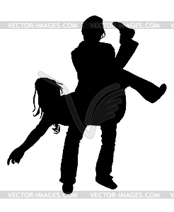  silhouette two girls - vector clip art
