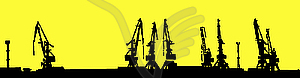  silhouette shipyard on yellow - vector clipart