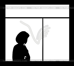 Silhouette of woman against window - vector image