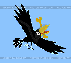  drawing ravens on blue - vector clip art