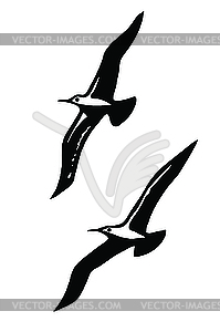 Silhouettes of the sea birds - vector clipart
