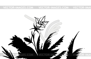  silhouette of the flower amongst grasss - vector clip art