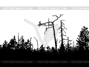  silhouette old dry wood - vector image