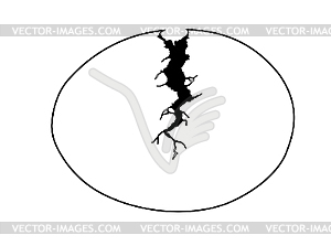 Silhouette egg with rift - stock vector clipart