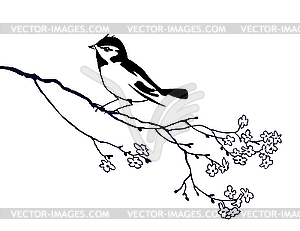 Silhouette of the bird on branch - vector clipart