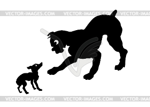 Silhouette two dogs - vector clipart