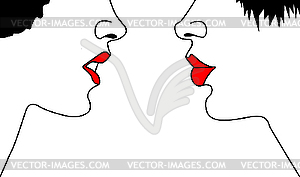 Silhouette two womans - vector clipart