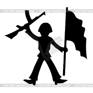 Silhouette of the soldier - royalty-free vector image