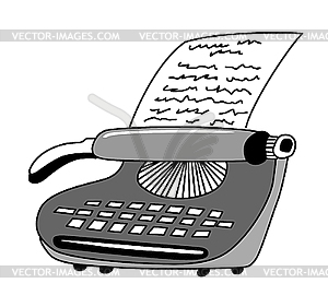 Drawing of the printed type-writer - vector clipart