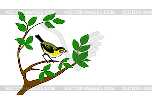 Silhouette bird on tree - vector clipart