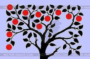 Силуэт яблони - векторный рисунок