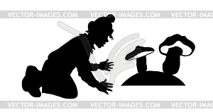 Boy with mushroom - vector image