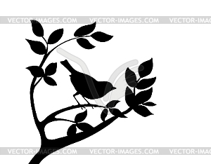 Silhouette bird on tree - vector EPS clipart