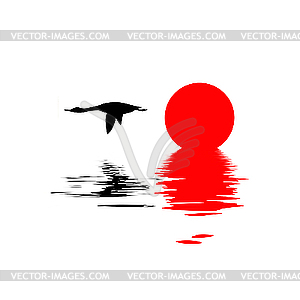 Silhouette goose - vector image