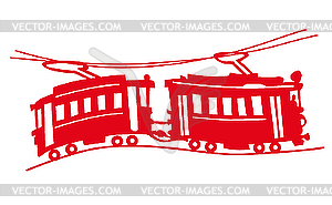 Red tram - vector clip art