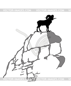 Mountain ram silhouette - vector clip art