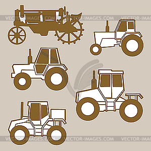 Tractor silhouettes - vector image