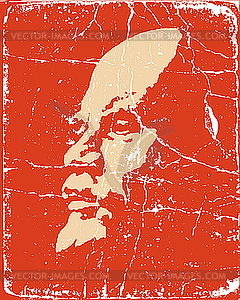 Portrait of the lenin on poster - vector image