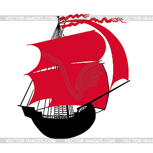 The sailfish with red sail - vector image