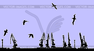 Silhouette shipyard - vector clipart