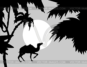 Tropical landscape with palm on foregrounds - stock vector clipart