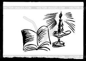 Drawing of the candle paper - vector image