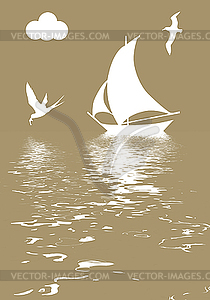 Sailboat in ocean - vector image