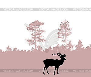 Silhouette of the deer - vector image
