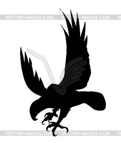 Silhouette of the ravenous bird - vector clipart