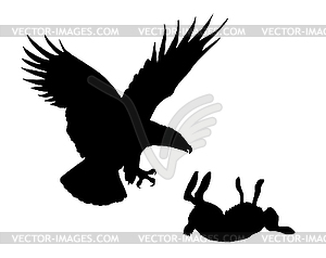 Eagle and hare - vector clip art