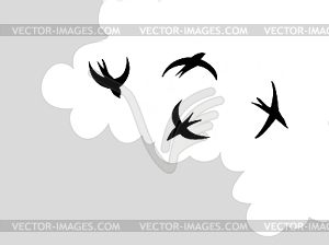 Drawing swallow flying to sky - vector image