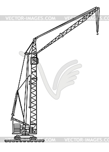 Silhouette crane - white & black vector clipart