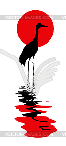 Crane amongst water - vector image