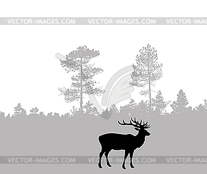 Silhouette of the deer - vector clipart