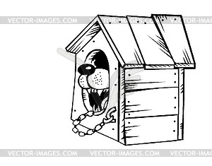 Drawing of the dog in kennel - vector clipart