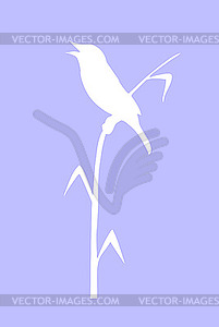 Drawing of the bird sitting on reed - vector clipart