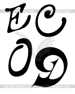 Letter E, C, O, D - vector clip art