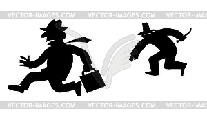 Silhouette bandit - white & black vector clipart