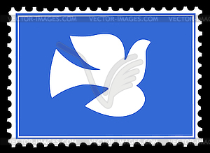 Силуэт голубя на почтовых марках - векторизованное изображение