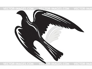 Силуэт хищной птицы - векторный графический клипарт
