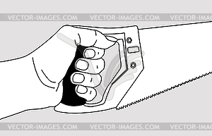 Saw in hand - vector clipart