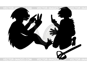 Two neanderthal mans - vector image